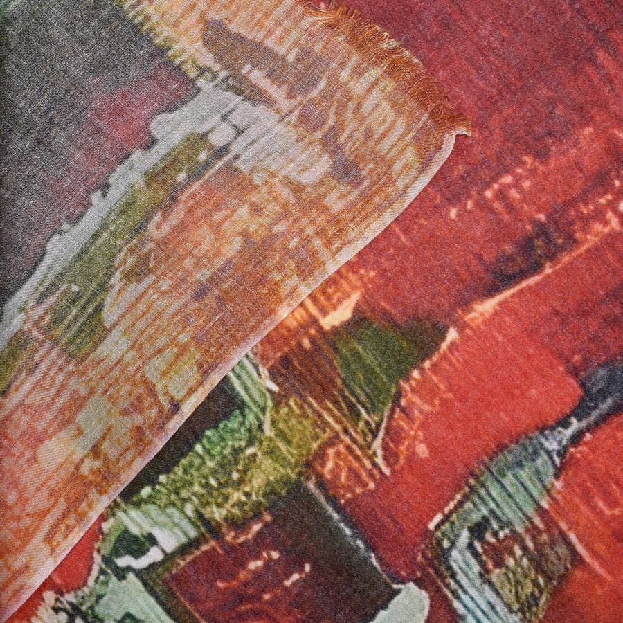 Helmsworth Abstract Crimson Hues Scarf