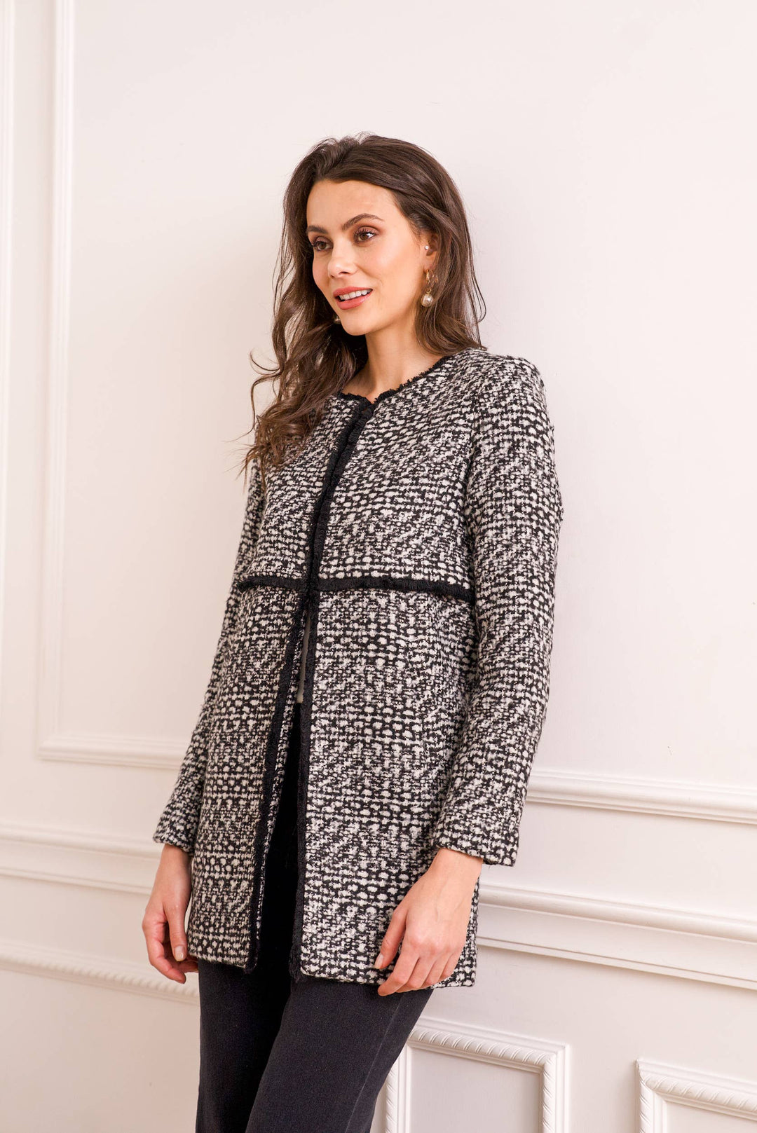 Mid-length Jacket in Mottled Tweed