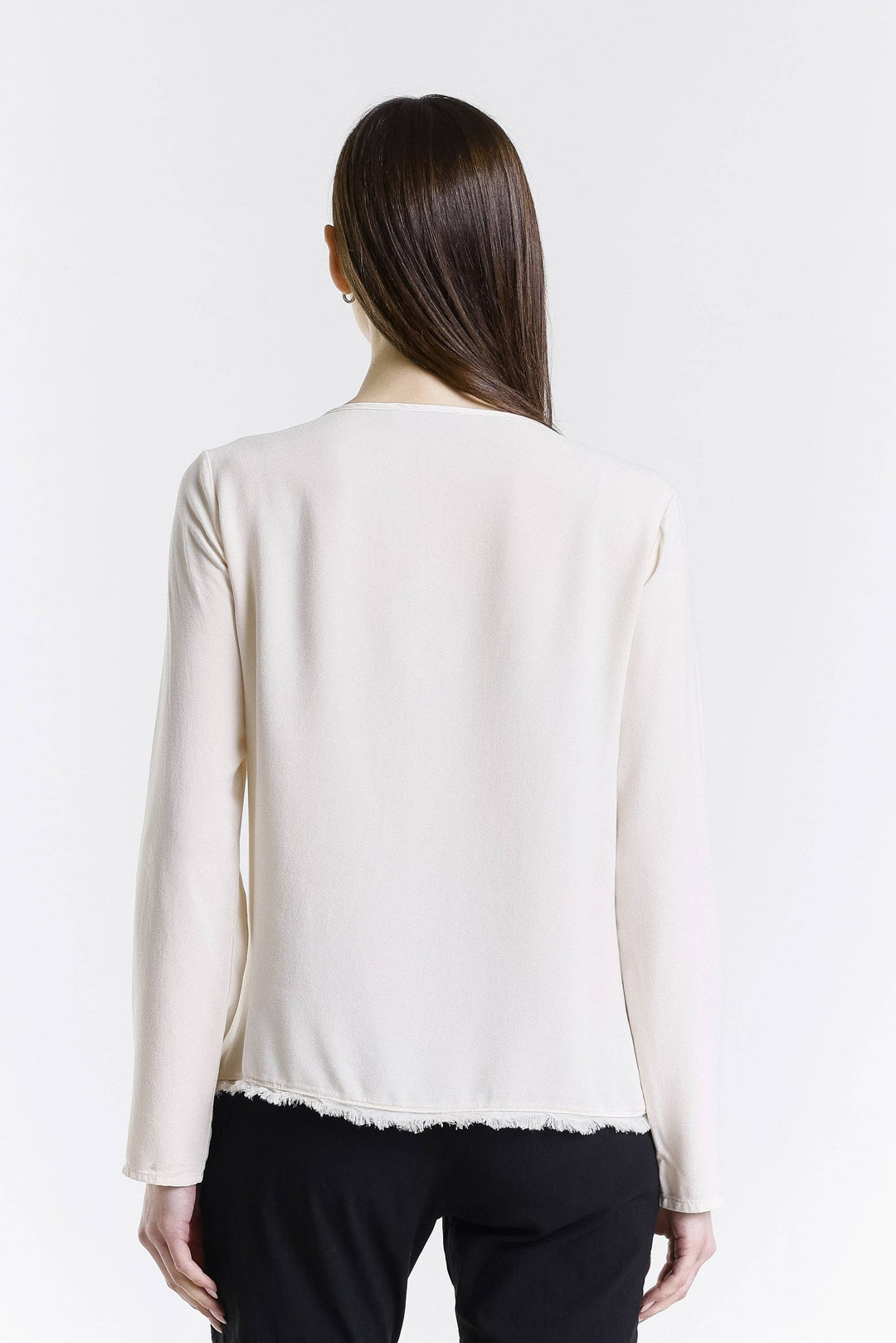 Rain Crepe Center Fringe Blouse