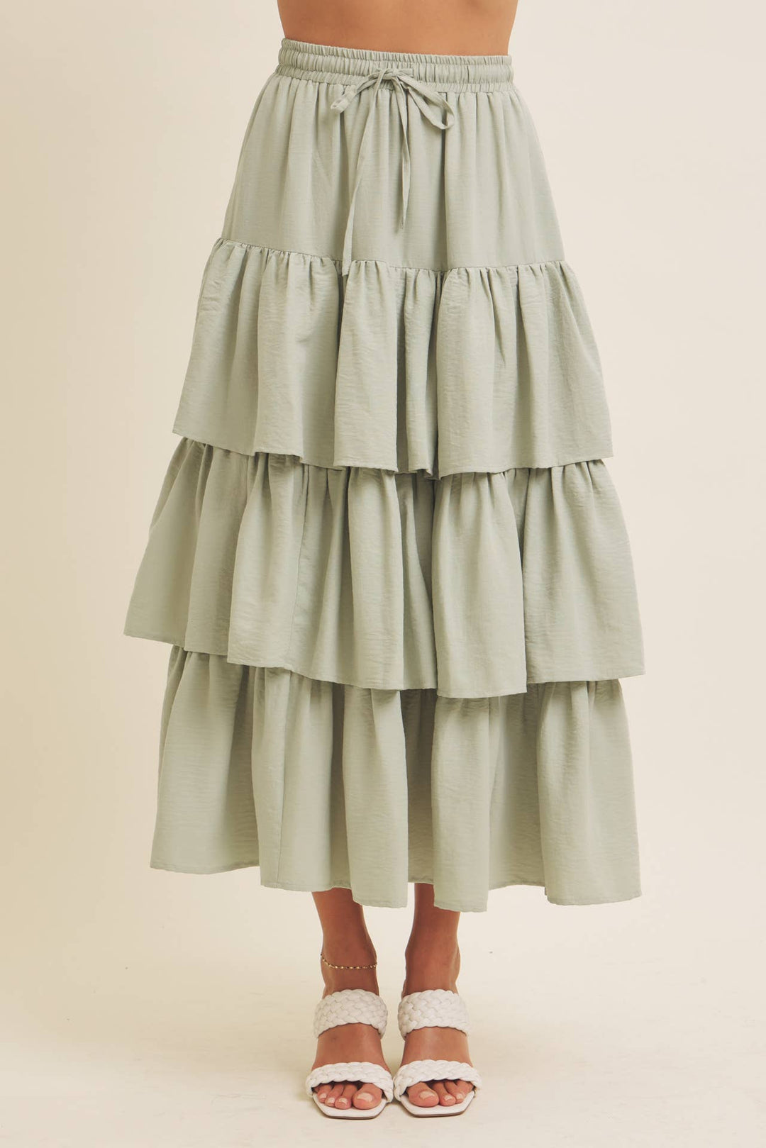 Brings Movement and Comfort Tiered Ruffle Maxi Skirt