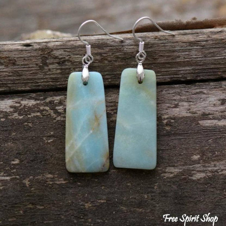 Natural Amazonite Rectangle Earrings