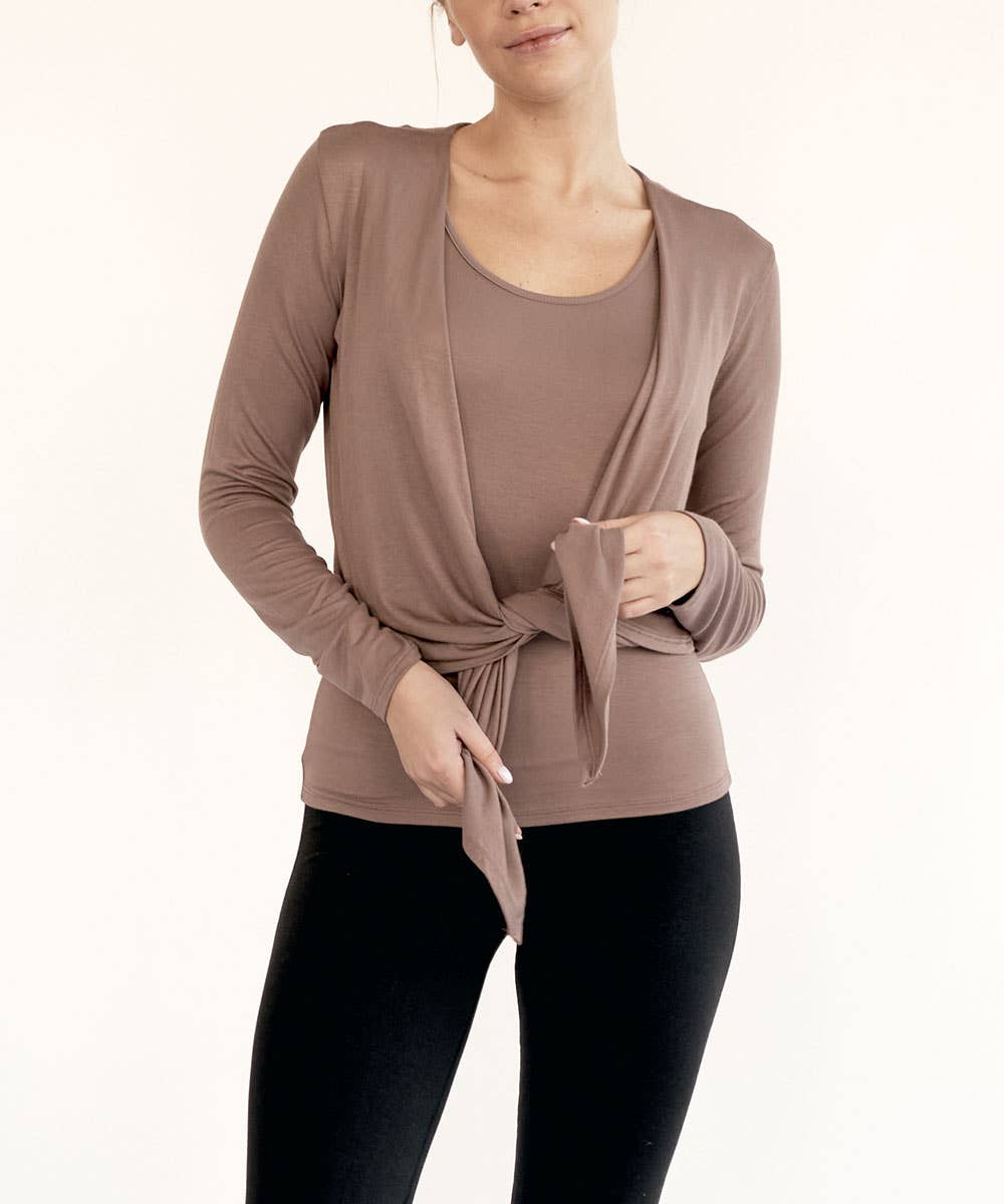 Bamboo Front Tie Open Cardigan