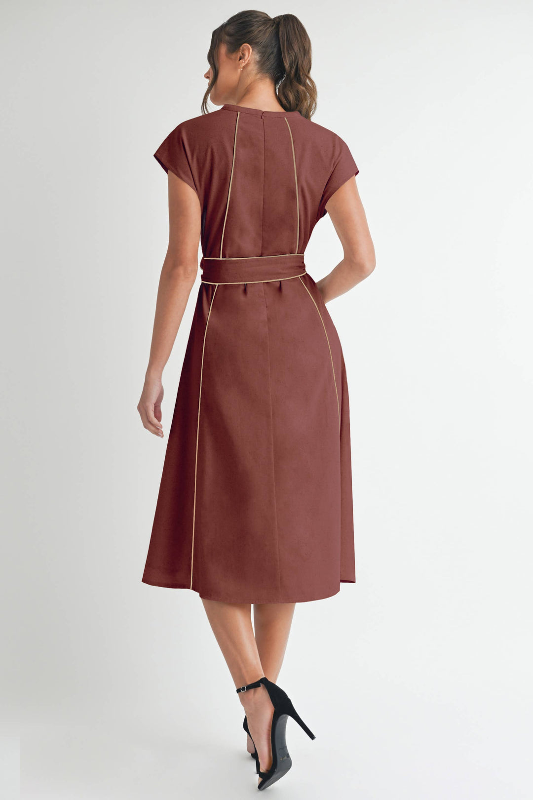 Linen Stripe Midi Dress