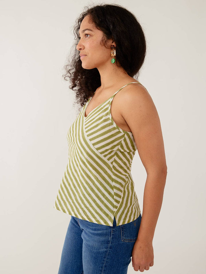 Sadie Tank Green Stripe