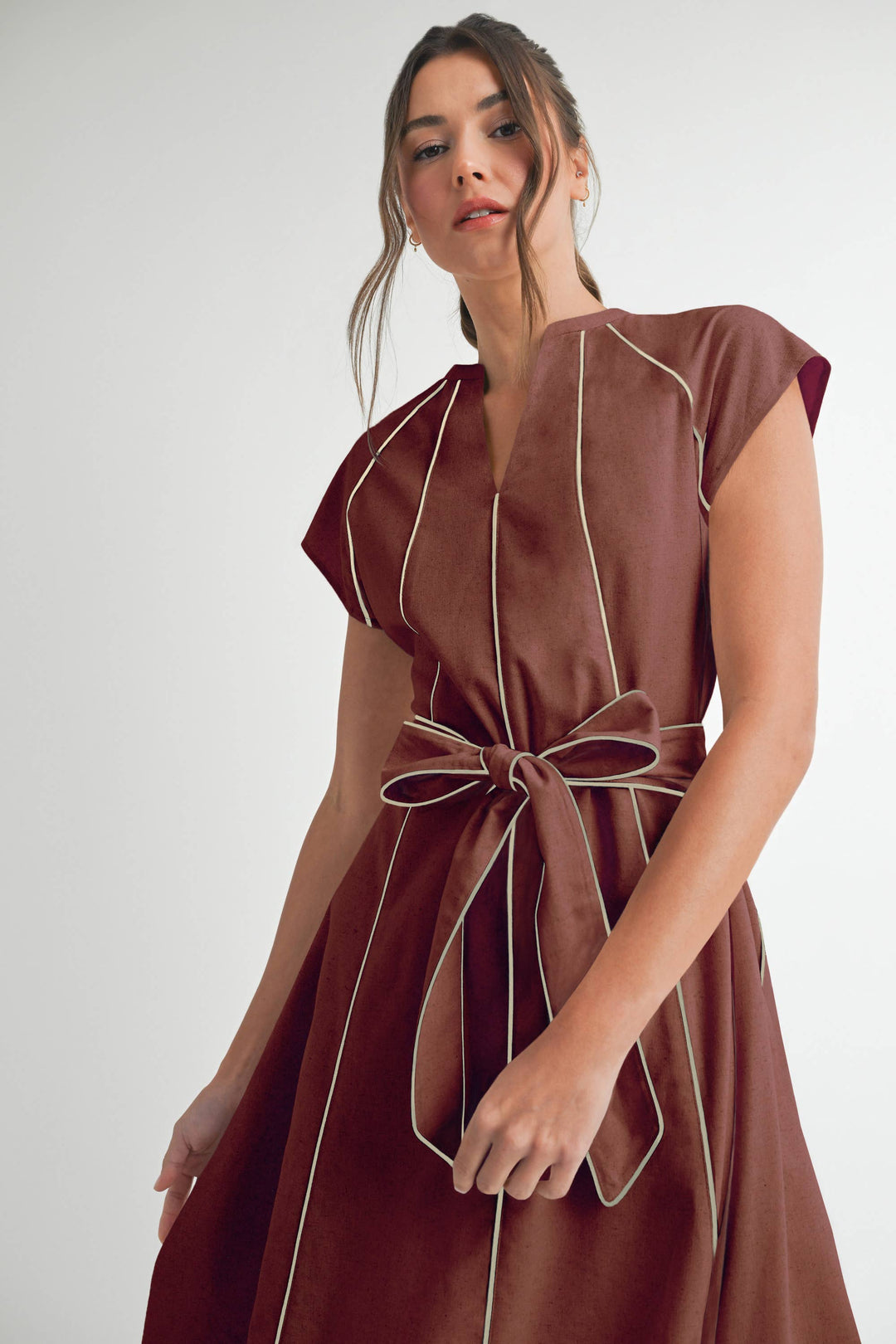 Linen Stripe Midi Dress
