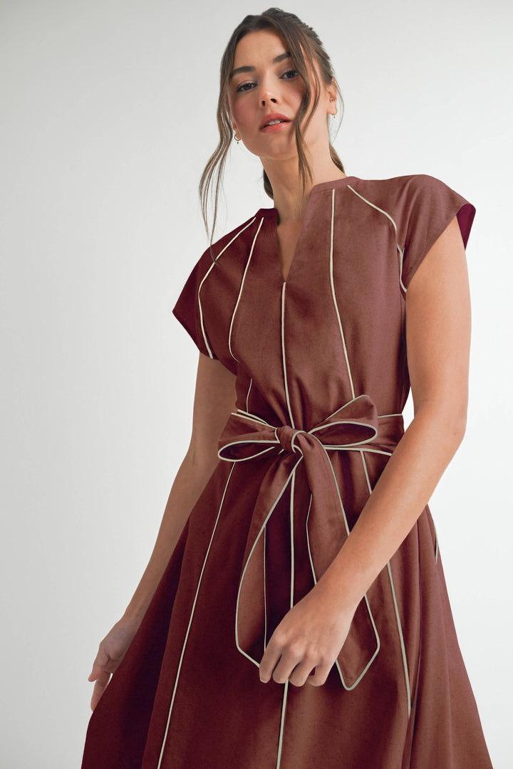 Linen Stripe Midi Dress