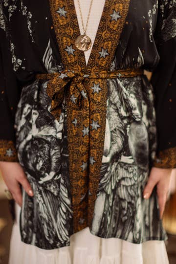 The Guardians Matineé (mid-length) duster w/ angels & moon