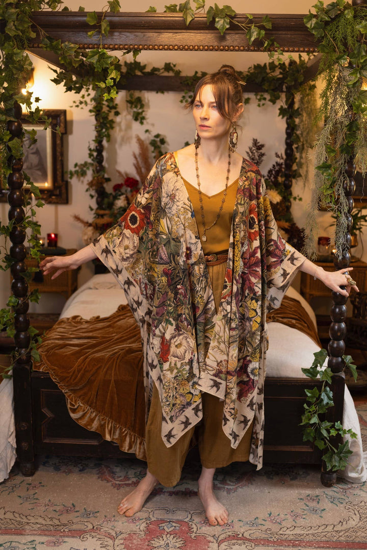 Golden Hour Goddess Duster Kimono w/ Floral Print