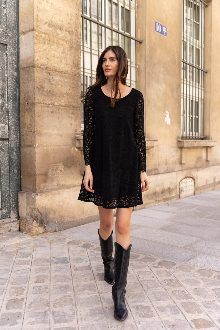 Sansa A-line Thick Lace Dress