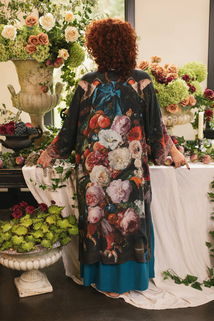 Flight of Fancy Opera Duster Kimono Robe Hummingbird Print