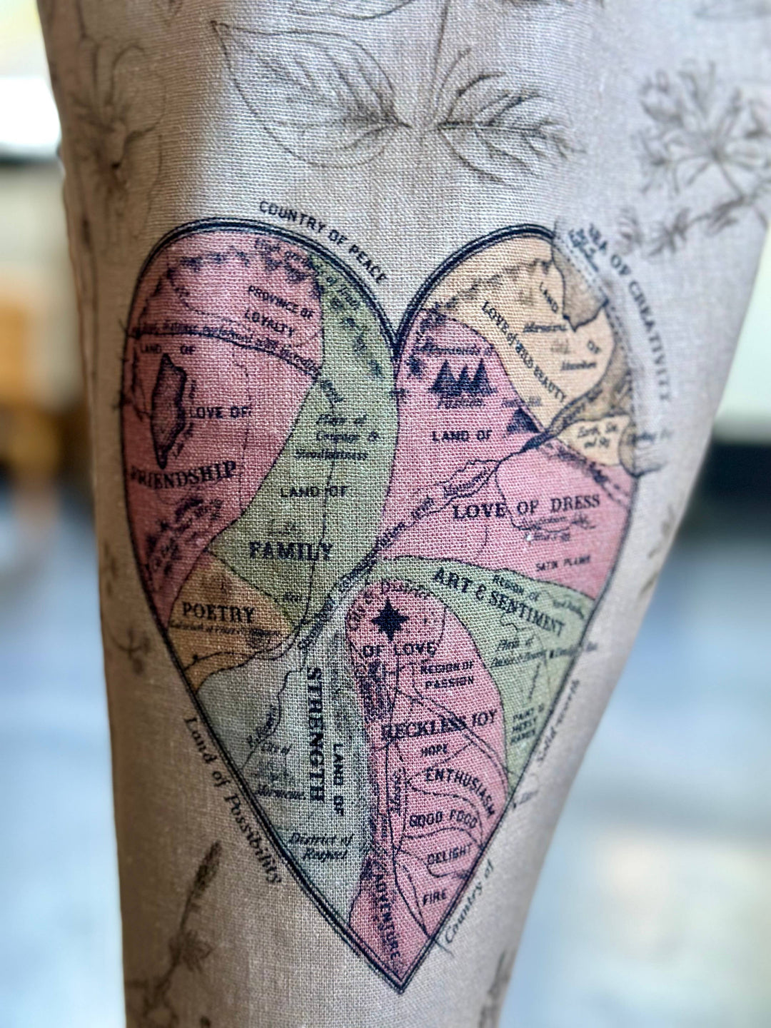 Map of My Heart Printed Boho Artist Pants in Flax