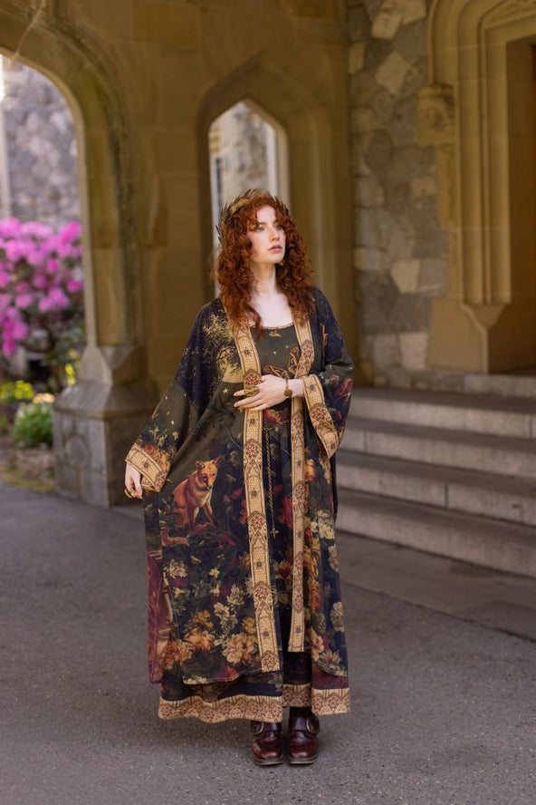 The Messenger Opera Duster Robe w/ Joan of Arc & Florals