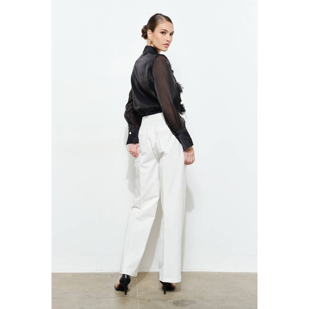 Elegant 3D Floral Organza Long Sleeve Blouse