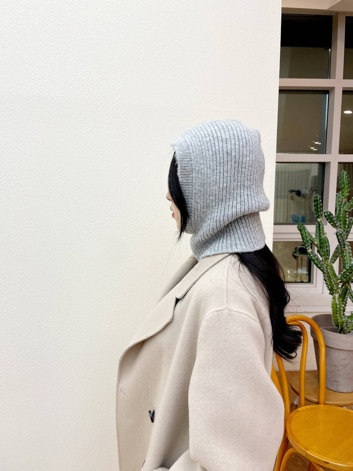 Sweater Knit Alpaca Hooded Winter Balaclava Hat