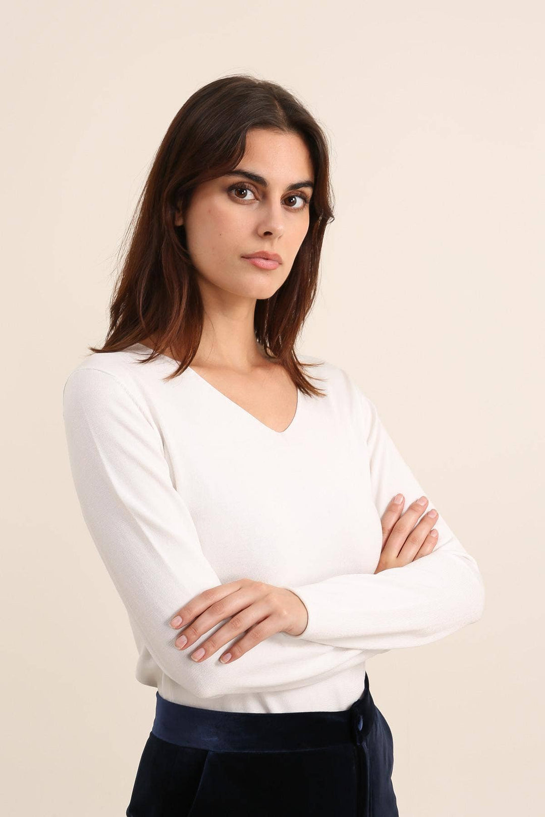 Tencel Lurex V-Neck Shimmer Sweater