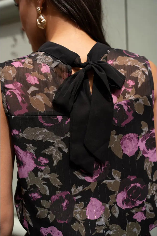 Floral Pattern Skirt with Purple Roses