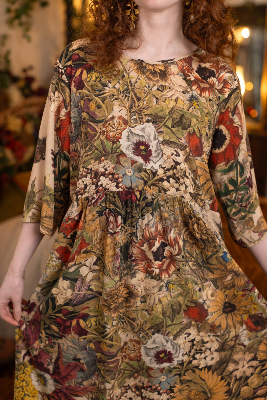 Golden Hour Artist Dress Tunic w/ Pockets & Floral Print