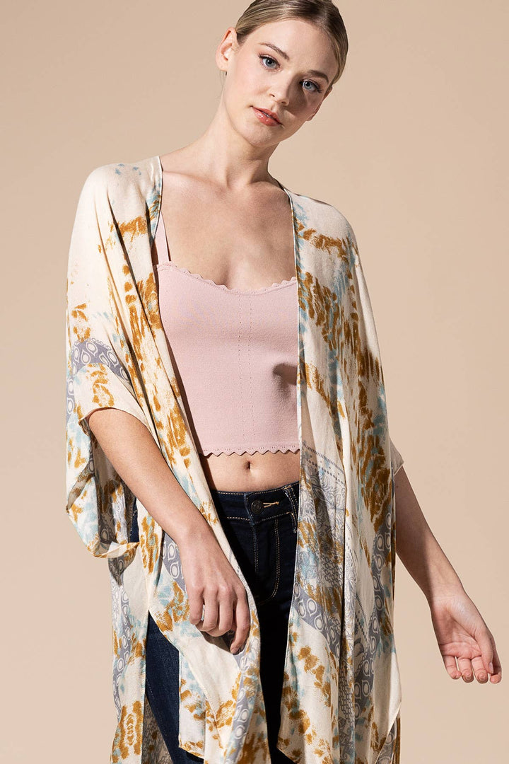 Tie-Dye with Geometric Motif Kimono