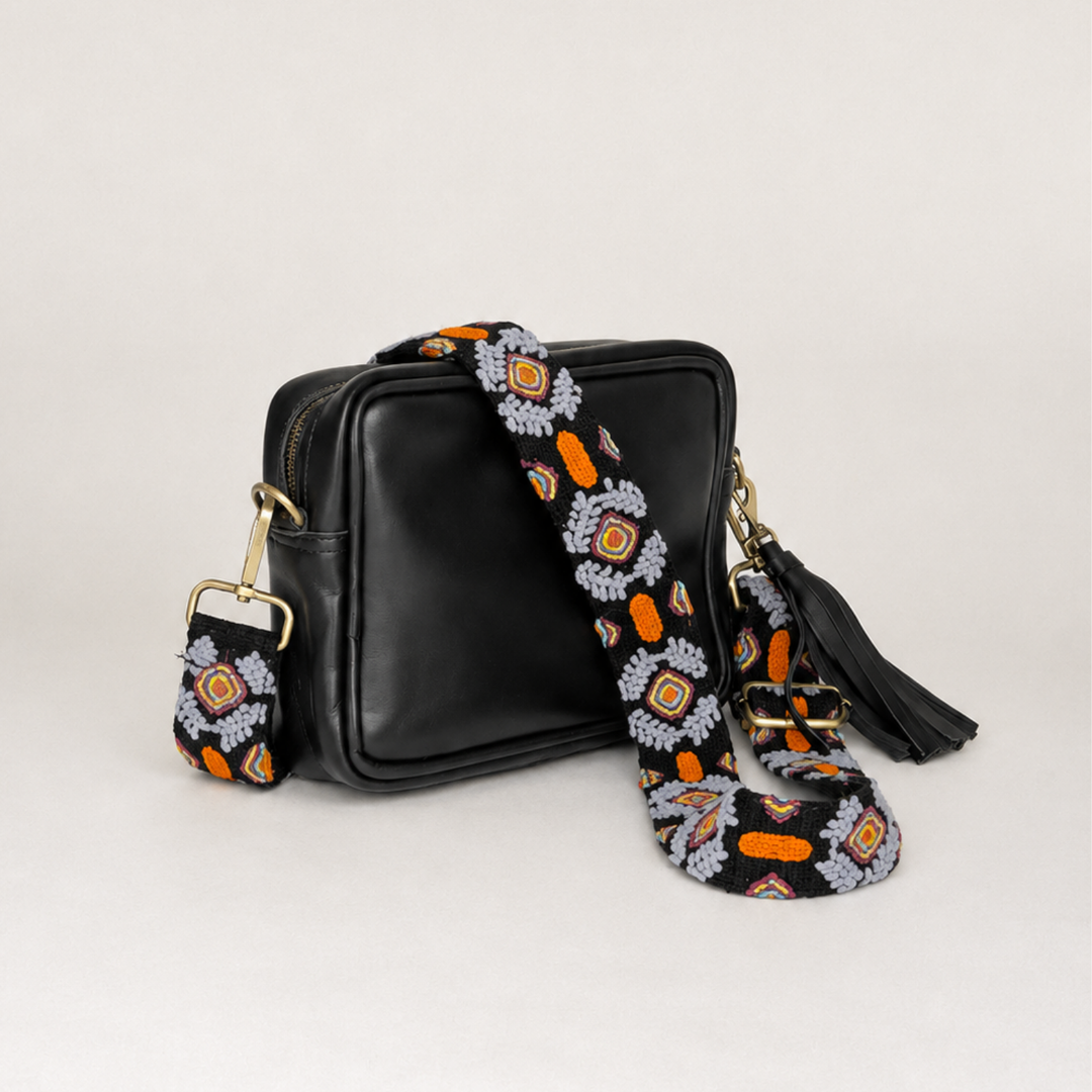 Estrellita Leather Crossbody with Embroidered Strap