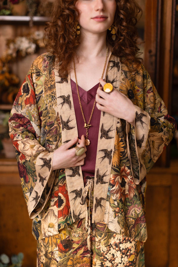 Golden Hour Pixie Duster Crop Kimono w/ Floral Print