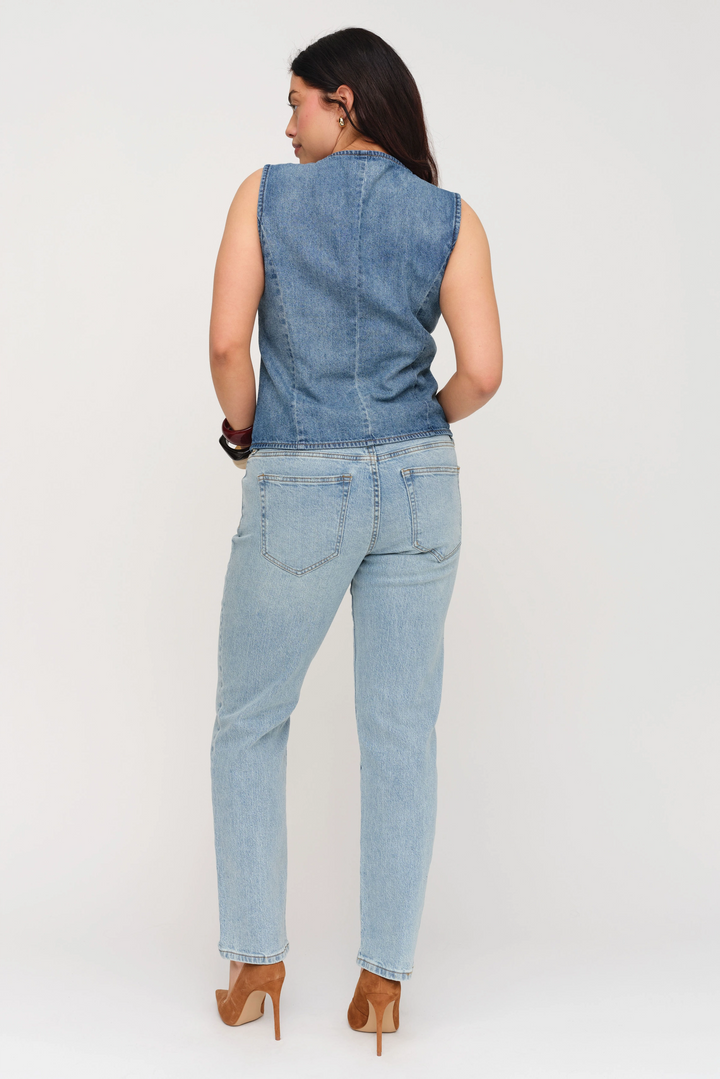 Remmington Denim Button Up Vest, Classic Vintage