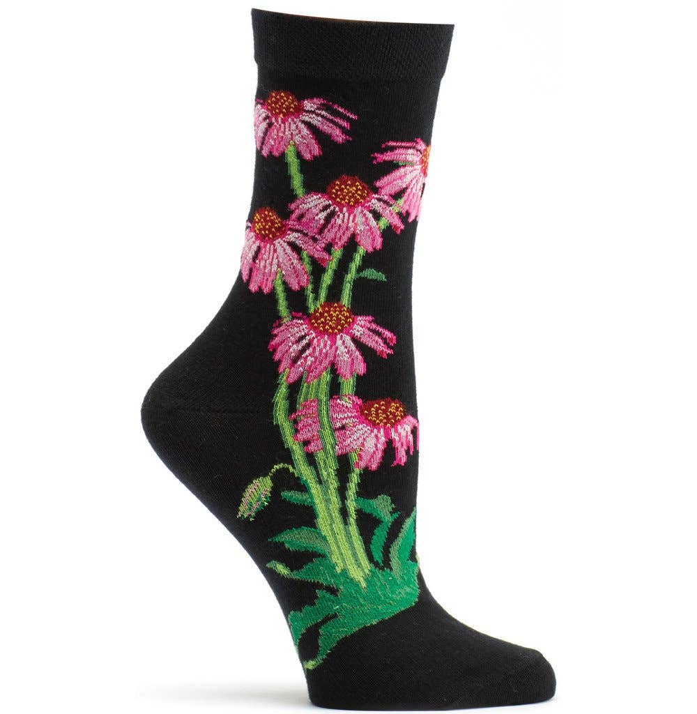 Coneflower Socks - Pink and Black