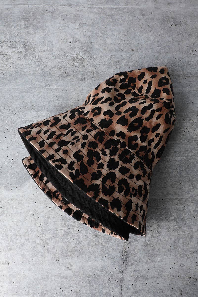 Leopard Pattern Reversible Bucket Hat