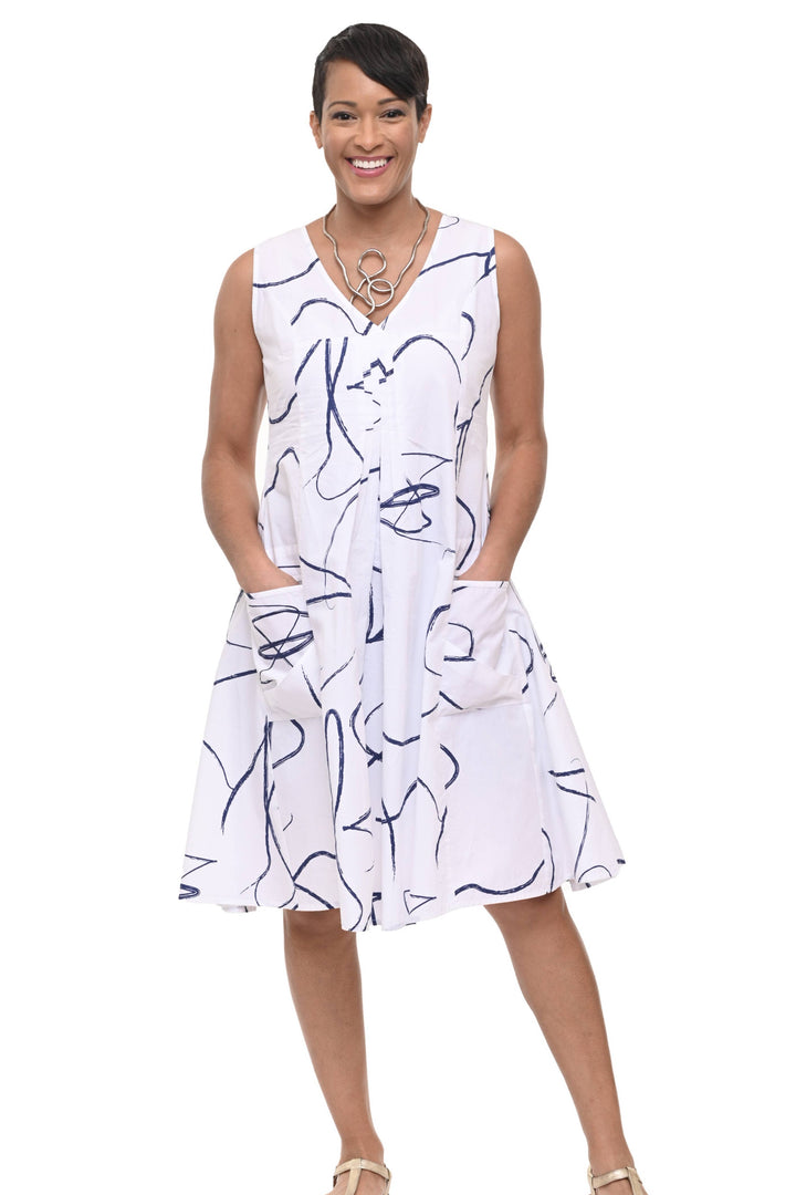 Poppie Dress in Navy Ribbon