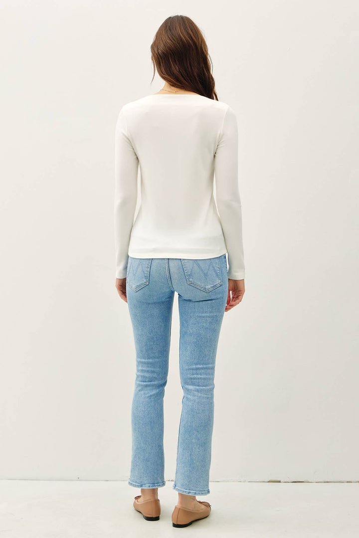 Basic Boat Neck Long Sleeve Knit Top