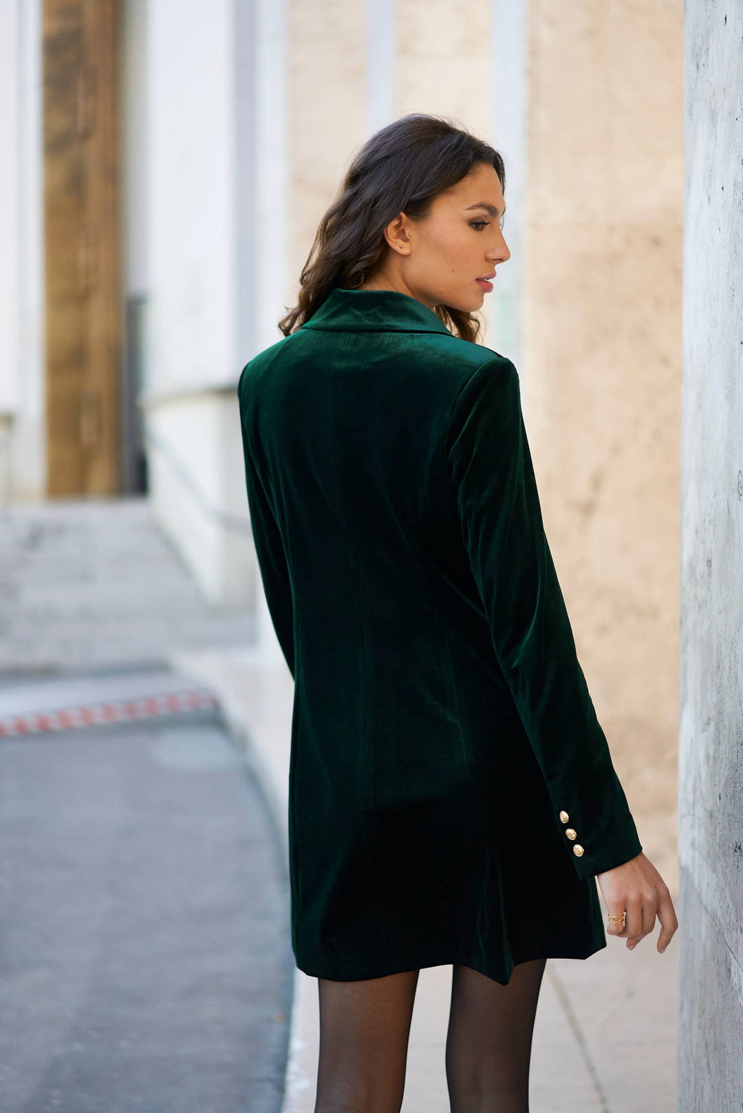 Velvet Dress Jacket with Gold Buttons