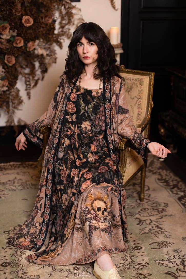 Momento Bohéme Long Maxi Slip Dress w/ Starling & Skull