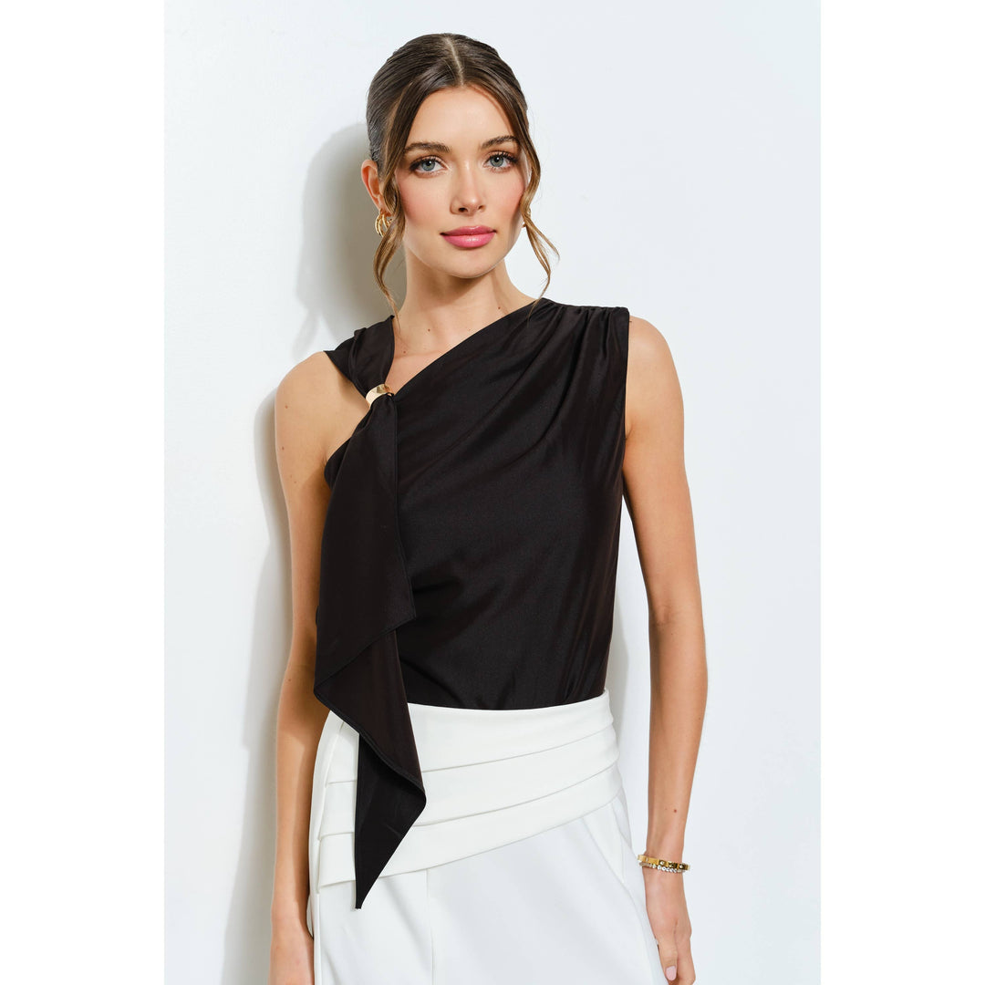 Asymmetric Drape Ring Detail Top