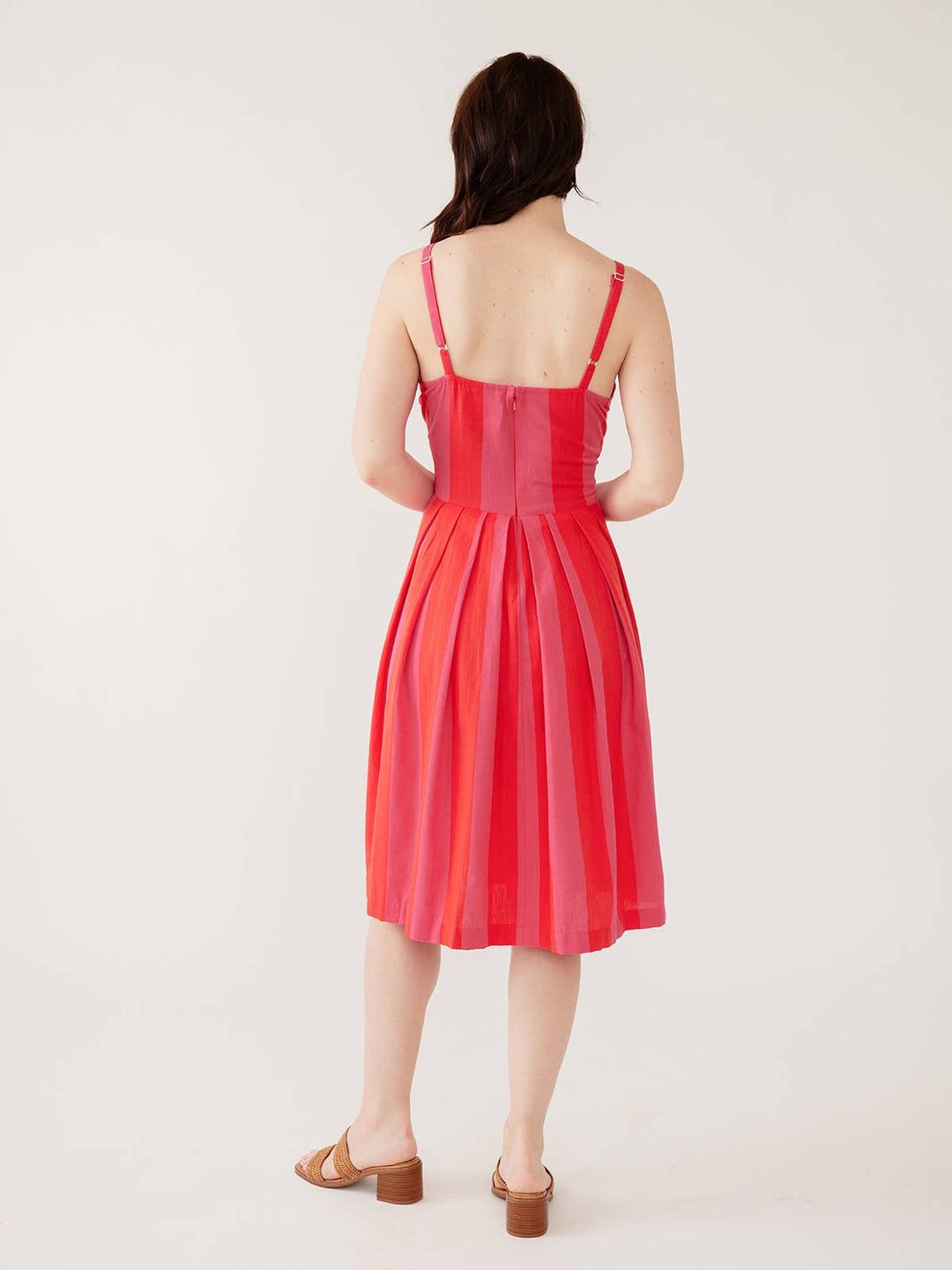 Lola Dress Pink Red Linen Cotton