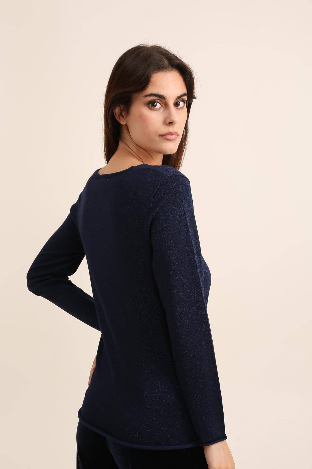 Tencel Lurex V-Neck Shimmer Sweater