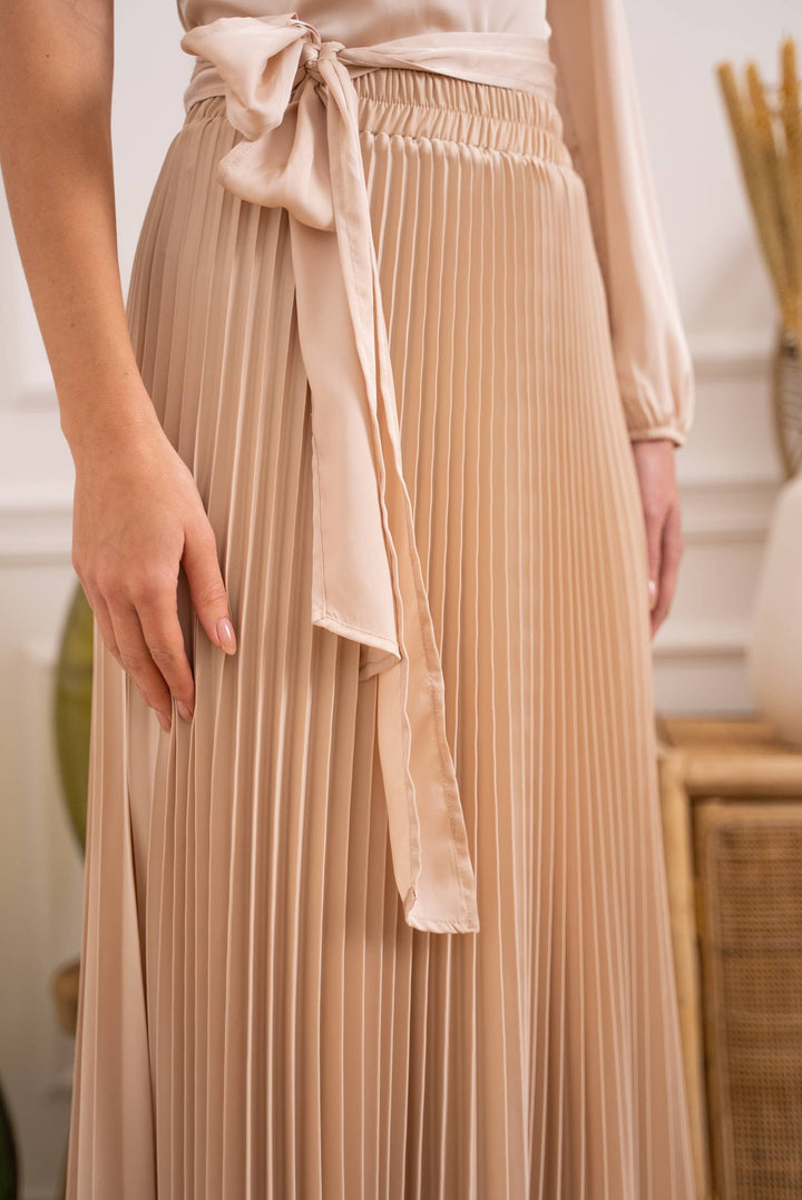 Plain Satin Pleated Skirt