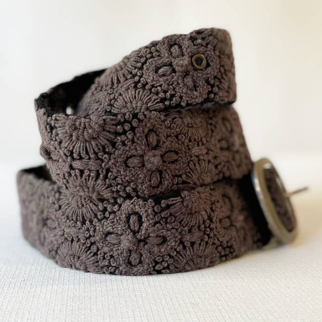 Midnight Oasis Embroidered Wool Belt