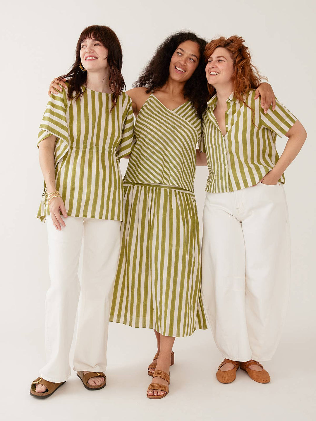 Benji Button Down Shirt Green Stripe