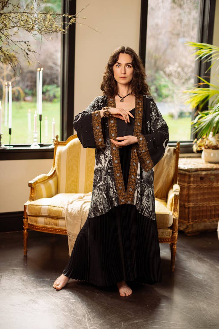 The Guardians Matineé (mid-length) duster w/ angels & moon