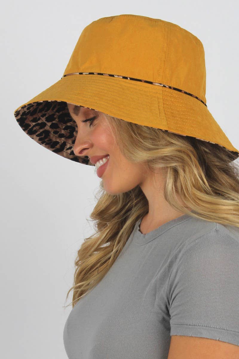 Leopard Pattern Reversible Bucket Hat