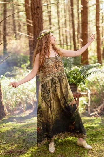 The Dawning Bohéme Long Maxi Slip Dress w/ Ophelia & Fawns