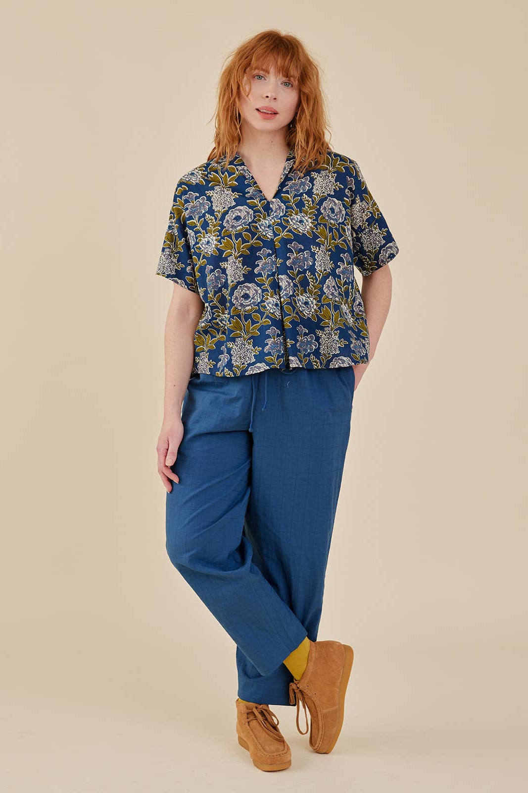 Carmen Top Blue Blooms