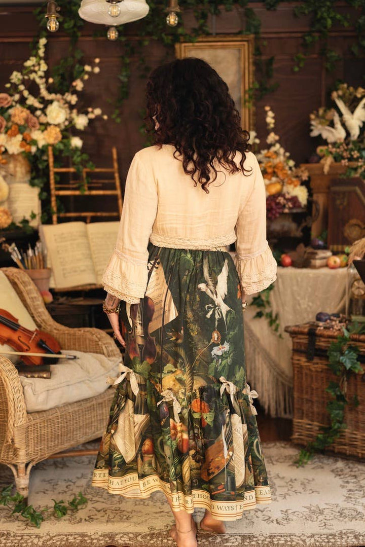Labour of Love Maxi Length Atelier Skirt w/ florals & violin