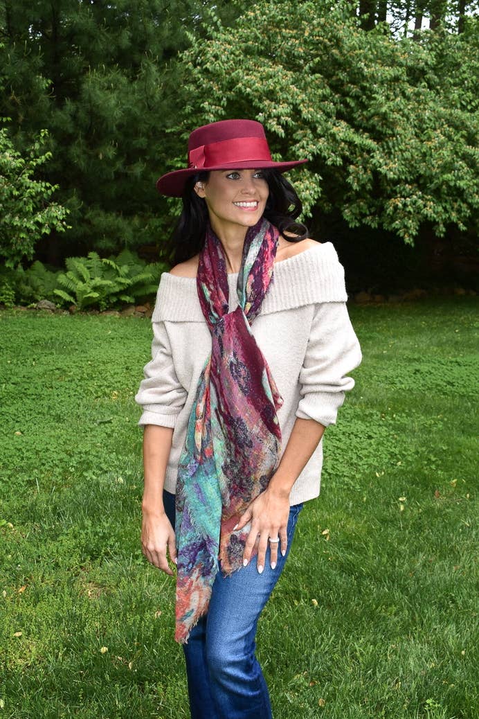 Dorthea Abstract Floral Wool Blend Scarf