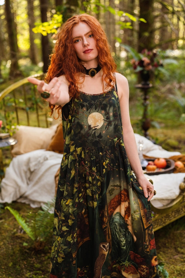 Solstice Bohéme Long Maxi Slip Dress w/ Persephone and Moon