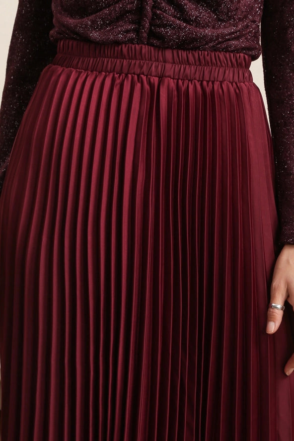Plain Satin Pleated Skirt