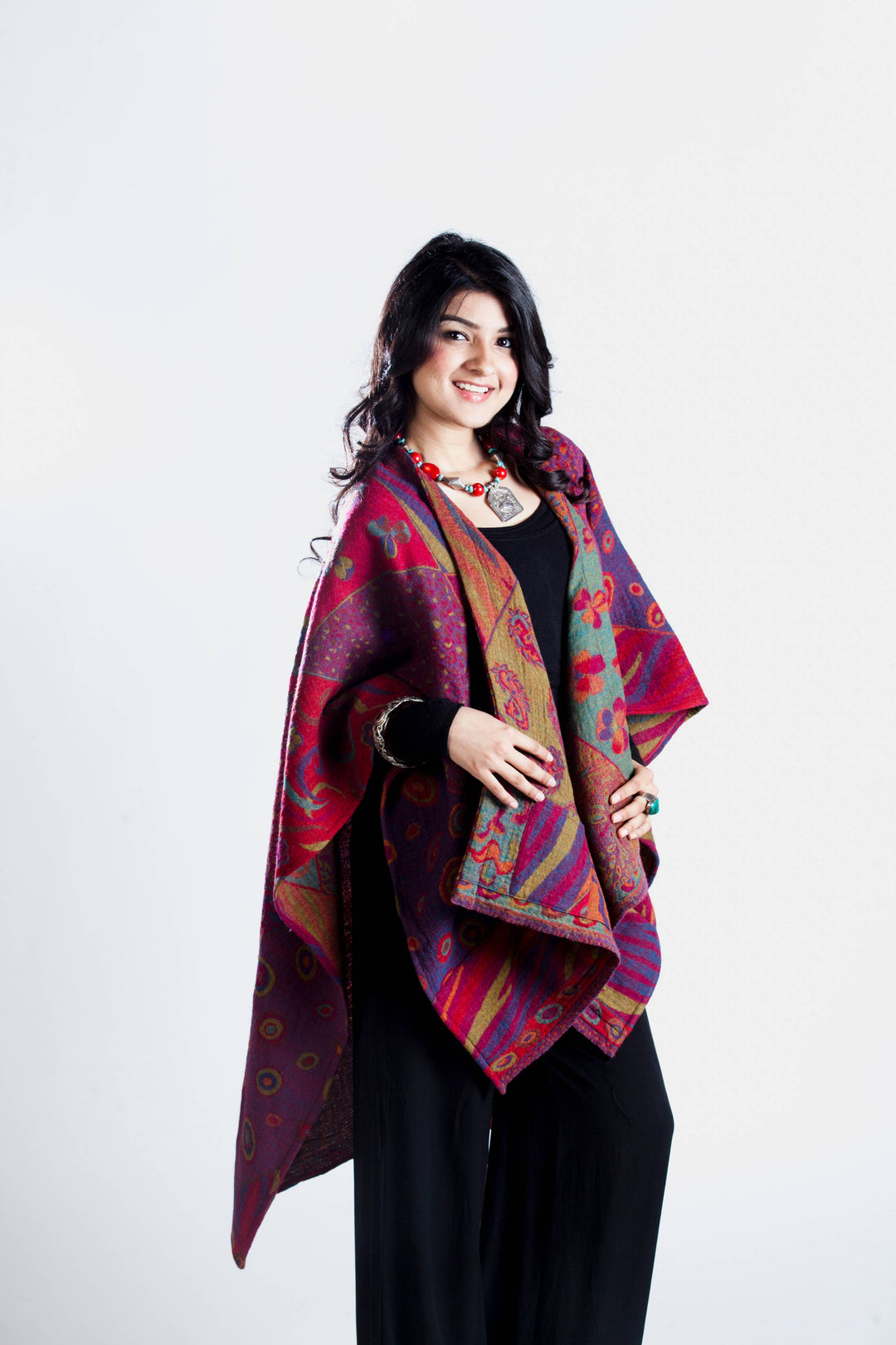 Poncho Cape~Fuchsia