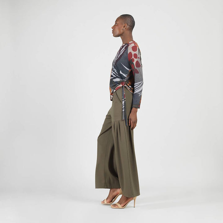 Multi Media Print Soft Scoop Neck Sweater