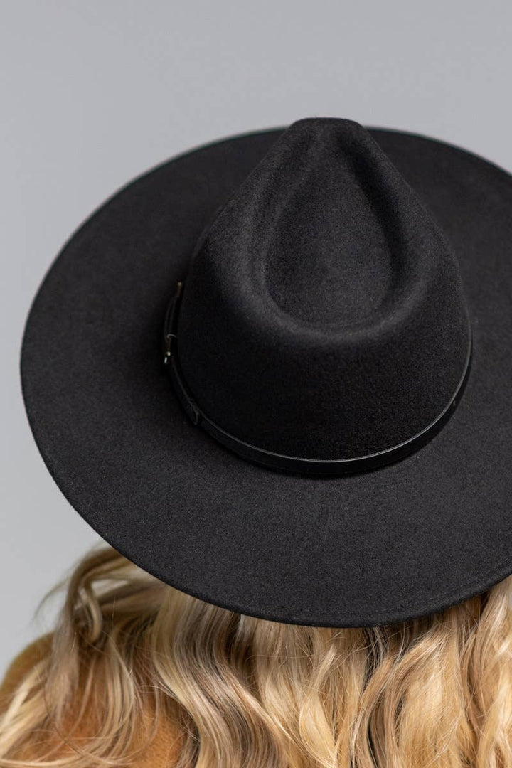 100% Wool Leather Trim Panama Hat