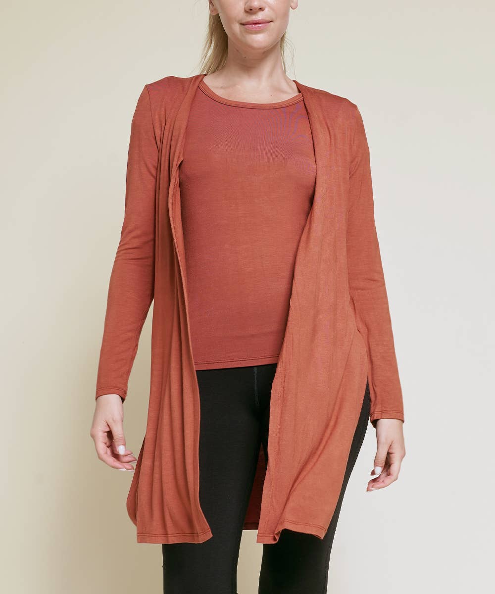 Bamboo Long Open Cardigan