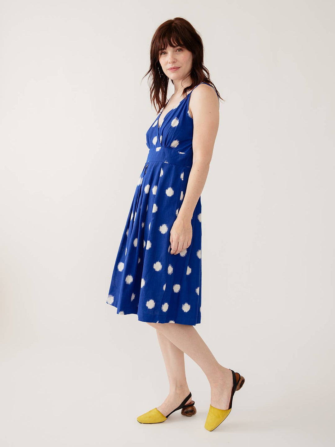 Lola Dress Blue Polka Dot Ikat